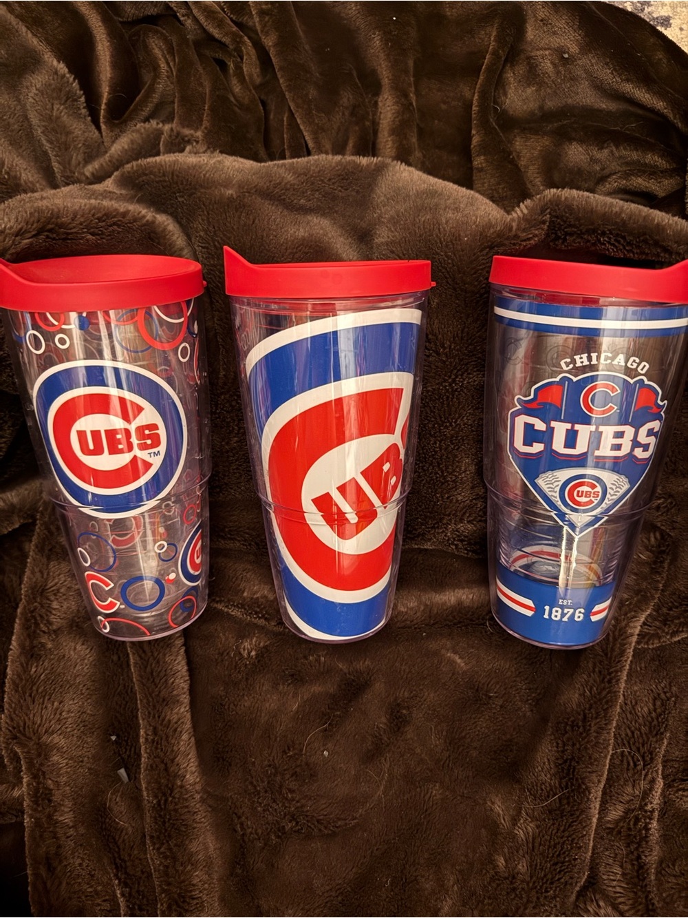 Tervis - set of 3 Chicago Cubs- 24 ounce Insulated Travel Tumbler - Red & Blue